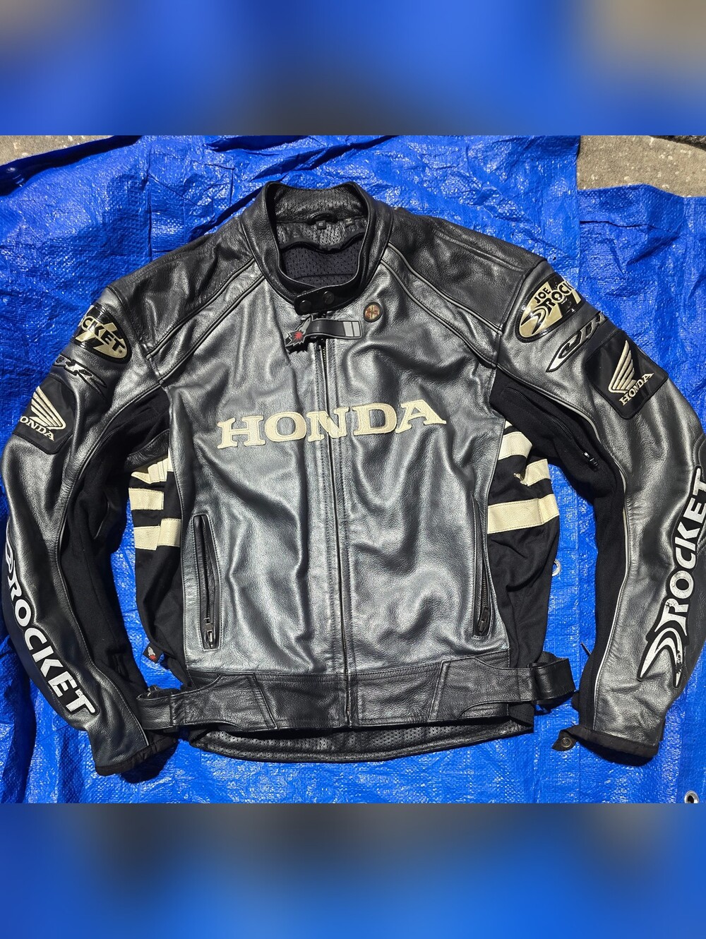 Joe Rocket Grey Honda Branded Leather Motorcycle Jacket